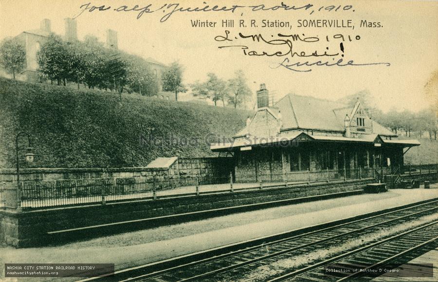 Postcard: Winter Hill Railroad Station, Somerville, Massachusetts